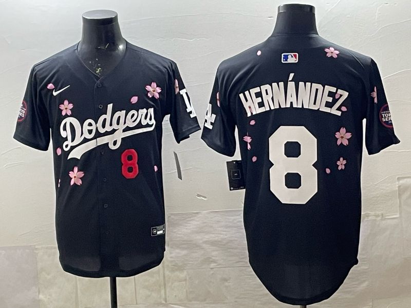 Men 2025 Nike Los Angeles Dodgers #8 Hernandez Black Game MLB Jersey 05->los angeles dodgers->MLB Jersey